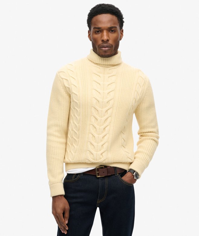 The Merchant Store – Rollkragenpullover mit Zopfmuster The Merchant Store – Rollkragenpullover mit Zopfmuster