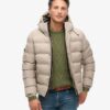 Tweed-Sport-Puffer-Jacke mit Kapuze