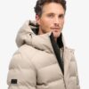 Tweed-Sport-Puffer-Jacke mit Kapuze