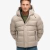 Tweed-Sport-Puffer-Jacke mit Kapuze