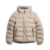 Tweed-Sport-Puffer-Jacke mit Kapuze