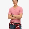 V-Ausschnitt-Slub-Short-T-Shirt mit kurzen Ärmeln