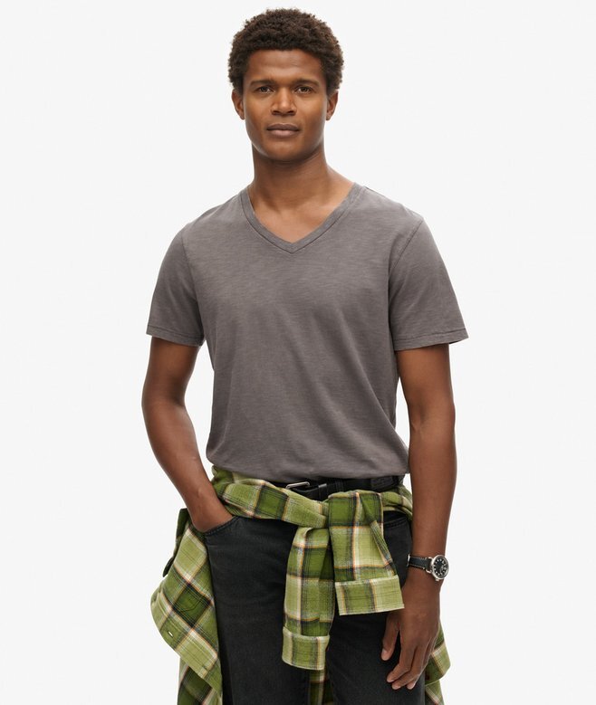 V-Ausschnitt-Slub-Short-T-Shirt mit kurzen Ärmeln V-Ausschnitt-Slub-Short-T-Shirt mit kurzen Ärmeln