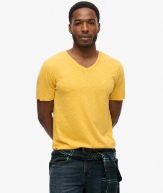 V-Ausschnitt-Slub-Short-T-Shirt mit kurzen Ärmeln
