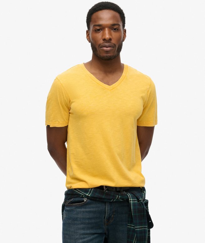 V-Ausschnitt-Slub-Short-T-Shirt mit kurzen Ärmeln V-Ausschnitt-Slub-Short-T-Shirt mit kurzen Ärmeln