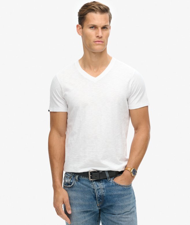 V-Ausschnitt-Slub-Short-T-Shirt mit kurzen Ärmeln V-Ausschnitt-Slub-Short-T-Shirt mit kurzen Ärmeln