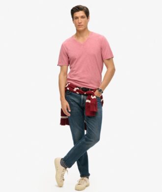 V-Ausschnitt-Slub-Short-T-Shirt mit kurzen Ärmeln