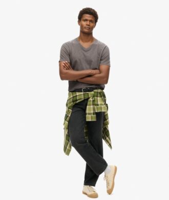V-Ausschnitt-Slub-Short-T-Shirt mit kurzen Ärmeln