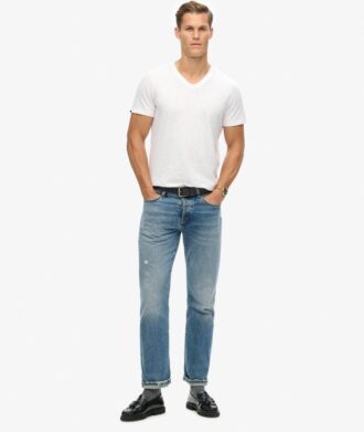 V-Ausschnitt-Slub-Short-T-Shirt mit kurzen Ärmeln