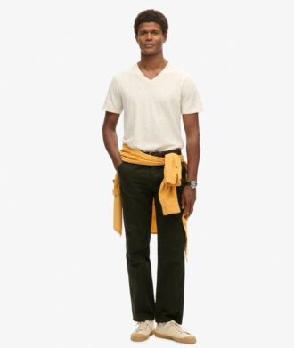V-Ausschnitt-Slub-Short-T-Shirt mit kurzen Ärmeln
