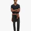 V-Ausschnitt-Slub-Short-T-Shirt mit kurzen Ärmeln V-Ausschnitt-Slub-Short-T-Shirt mit kurzen Ärmeln