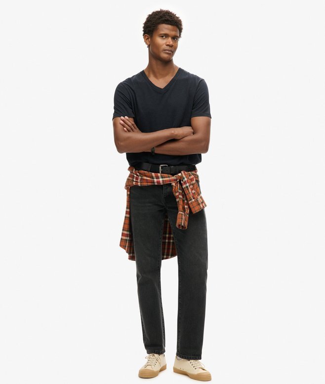 V-Ausschnitt-Slub-Short-T-Shirt mit kurzen Ärmeln V-Ausschnitt-Slub-Short-T-Shirt mit kurzen Ärmeln