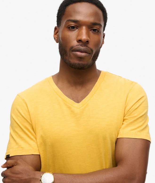 V-Ausschnitt-Slub-Short-T-Shirt mit kurzen Ärmeln V-Ausschnitt-Slub-Short-T-Shirt mit kurzen Ärmeln