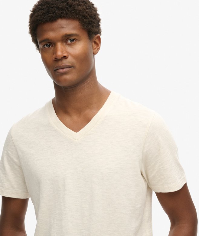 V-Ausschnitt-Slub-Short-T-Shirt mit kurzen Ärmeln V-Ausschnitt-Slub-Short-T-Shirt mit kurzen Ärmeln