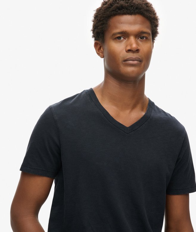 V-Ausschnitt-Slub-Short-T-Shirt mit kurzen Ärmeln V-Ausschnitt-Slub-Short-T-Shirt mit kurzen Ärmeln