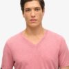 V-Ausschnitt-Slub-Short-T-Shirt mit kurzen Ärmeln