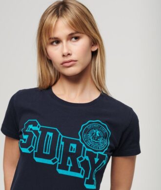 Varsity Flocked Fitted T-Shirt