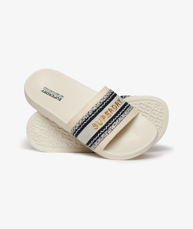 Vegane Pool-Slider mit Gurtband Vegane Pool-Slider mit Gurtband