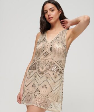 Verziertes Minikleid mit V-Ausschnitt