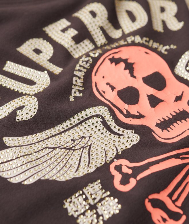 Verziertes T-Shirt mit Poster-Motiv und Flügelärmeln Verziertes T-Shirt mit Poster-Motiv und Flügelärmeln