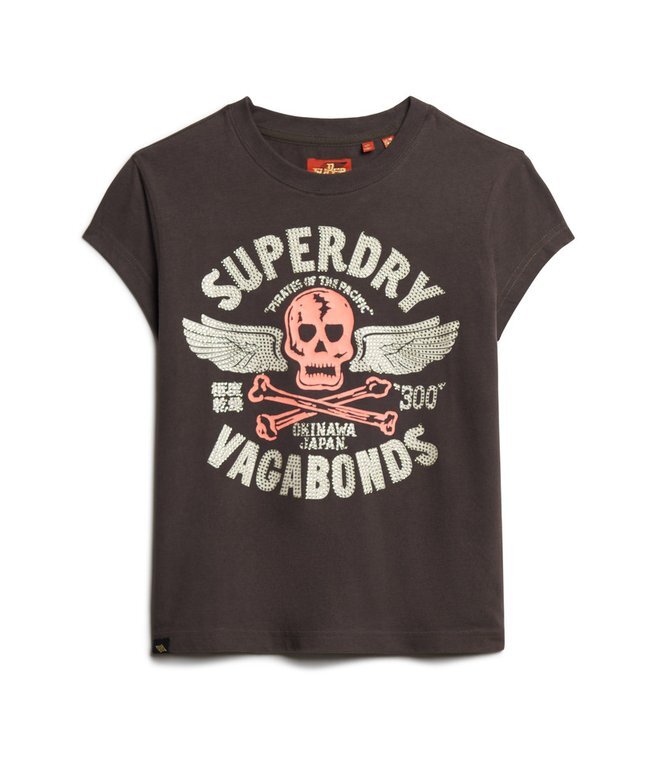 Verziertes T-Shirt mit Poster-Motiv und Flügelärmeln Verziertes T-Shirt mit Poster-Motiv und Flügelärmeln