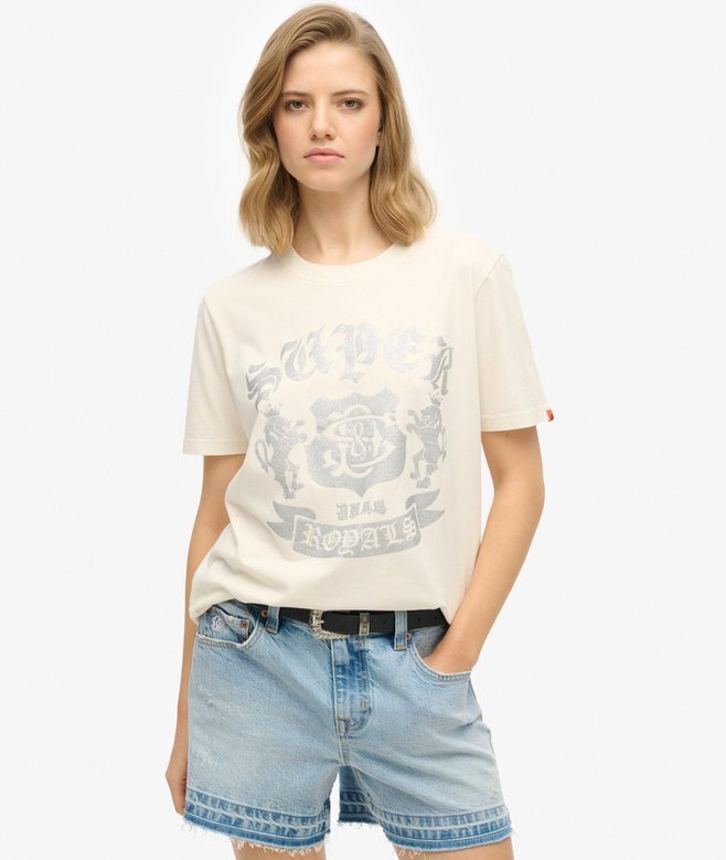 Verziertes Varsity-T-Shirt in lockerer Passform Verziertes Varsity-T-Shirt in lockerer Passform