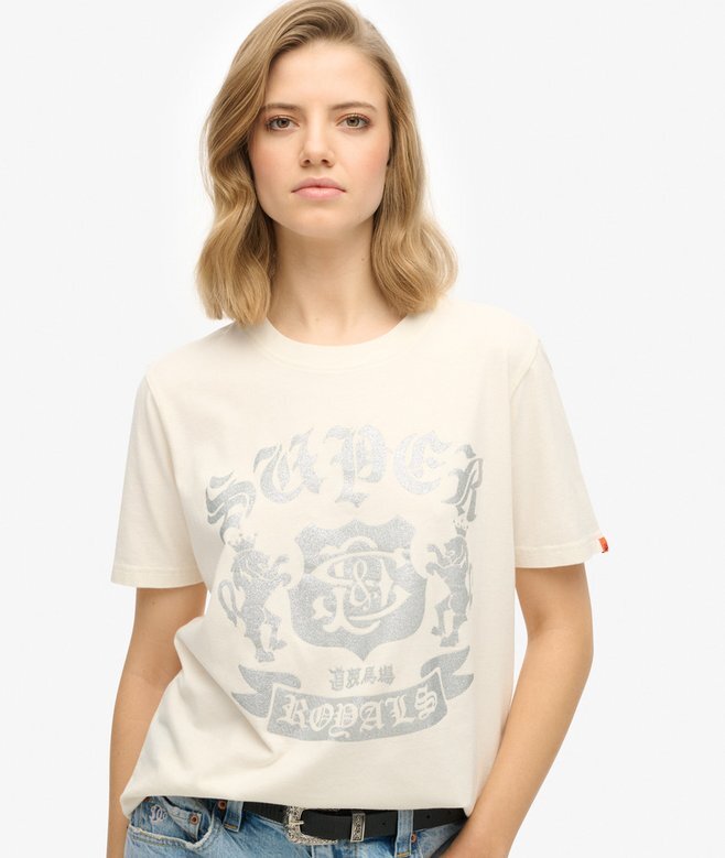 Verziertes Varsity-T-Shirt in lockerer Passform Verziertes Varsity-T-Shirt in lockerer Passform