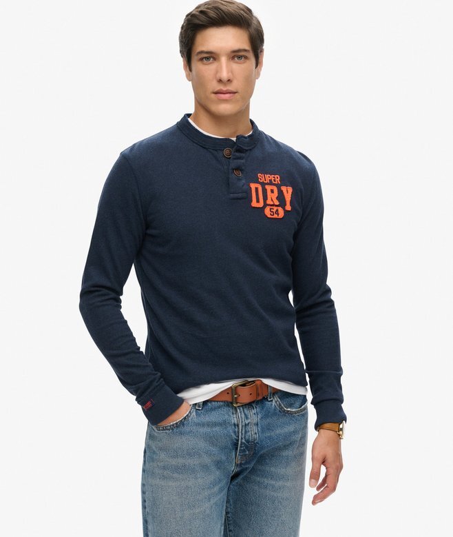 Vintage Athletic Langarm-Henley-Oberteil Vintage Athletic Langarm-Henley-Oberteil