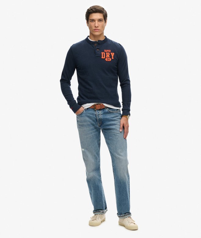 Vintage Athletic Langarm-Henley-Oberteil Vintage Athletic Langarm-Henley-Oberteil