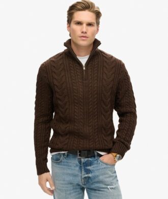 Vintage Jacob Half-Zip-Pullover mit Zopfmuster Vintage Jacob Half-Zip-Pullover mit Zopfmuster