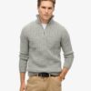 Vintage Jacob Half-Zip-Pullover mit Zopfmuster Vintage Jacob Half-Zip-Pullover mit Zopfmuster