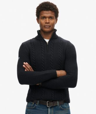 Vintage Jacob Half-Zip-Pullover mit Zopfmuster