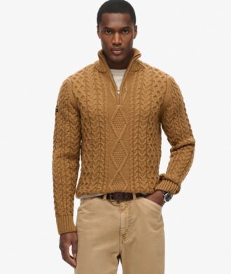 Vintage Jacob Half-Zip-Pullover mit Zopfmuster