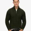 Vintage Jacob Half-Zip-Pullover mit Zopfmuster