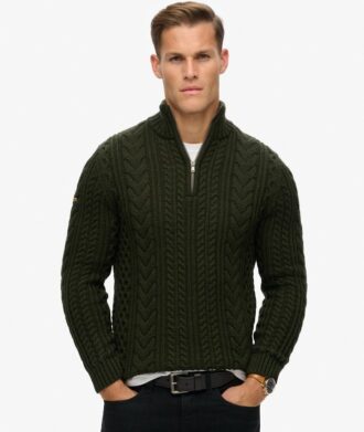 Vintage Jacob Half-Zip-Pullover mit Zopfmuster