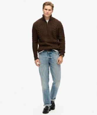 Vintage Jacob Half-Zip-Pullover mit Zopfmuster Vintage Jacob Half-Zip-Pullover mit Zopfmuster