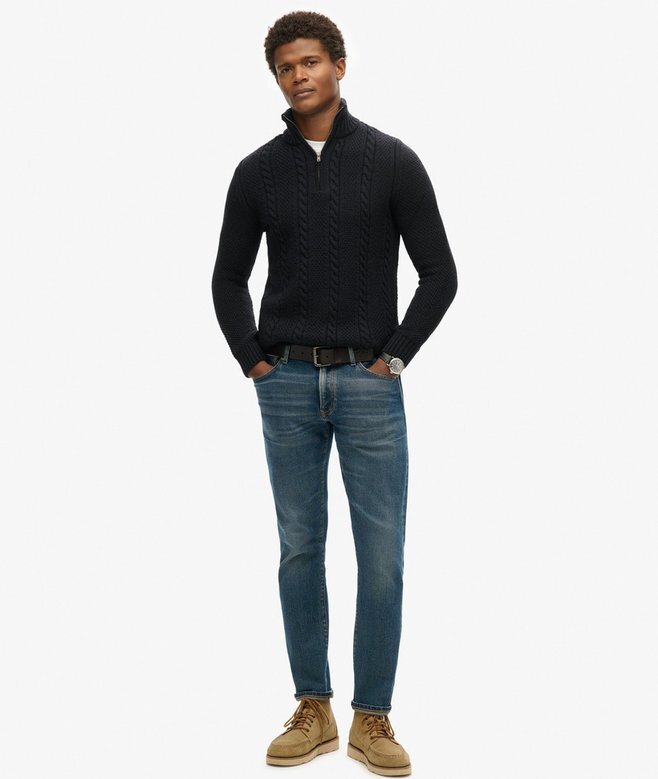 Vintage Jacob Half-Zip-Pullover mit Zopfmuster Vintage Jacob Half-Zip-Pullover mit Zopfmuster