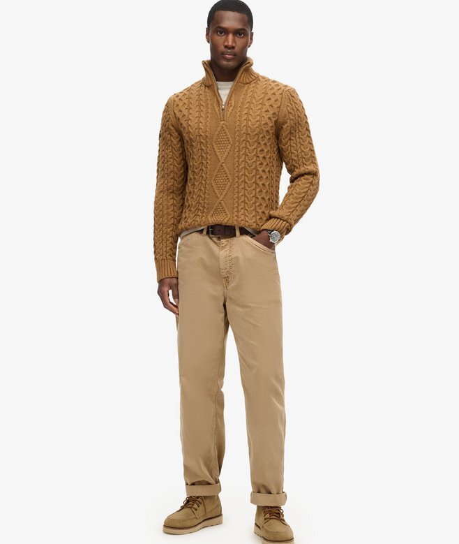 Vintage Jacob Half-Zip-Pullover mit Zopfmuster Vintage Jacob Half-Zip-Pullover mit Zopfmuster