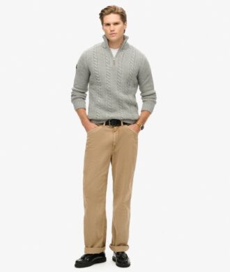 Vintage Jacob Half-Zip-Pullover mit Zopfmuster Vintage Jacob Half-Zip-Pullover mit Zopfmuster