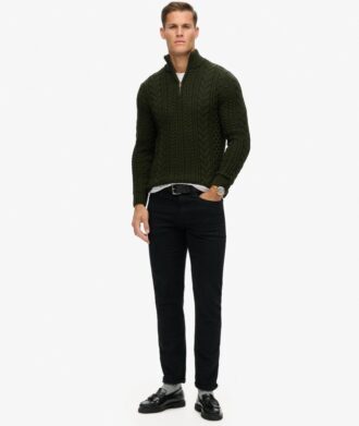 Vintage Jacob Half-Zip-Pullover mit Zopfmuster