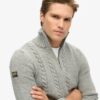 Vintage Jacob Half-Zip-Pullover mit Zopfmuster Vintage Jacob Half-Zip-Pullover mit Zopfmuster