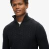 Vintage Jacob Half-Zip-Pullover mit Zopfmuster Vintage Jacob Half-Zip-Pullover mit Zopfmuster