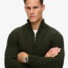 Vintage Jacob Half-Zip-Pullover mit Zopfmuster
