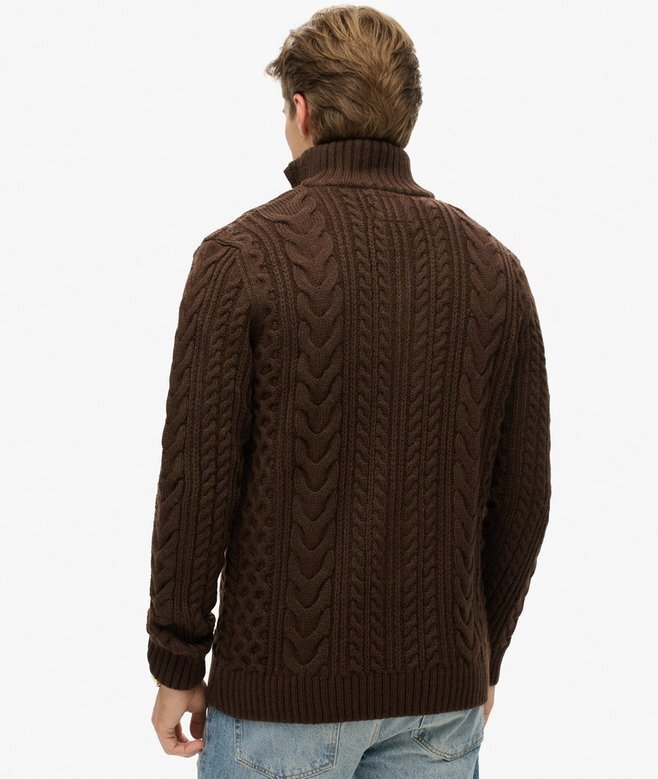 Vintage Jacob Half-Zip-Pullover mit Zopfmuster Vintage Jacob Half-Zip-Pullover mit Zopfmuster