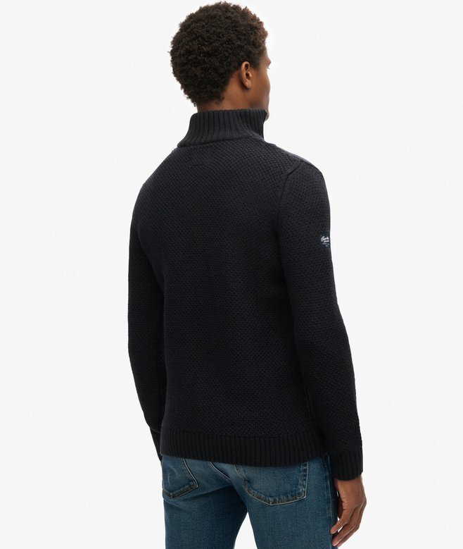 Vintage Jacob Half-Zip-Pullover mit Zopfmuster Vintage Jacob Half-Zip-Pullover mit Zopfmuster