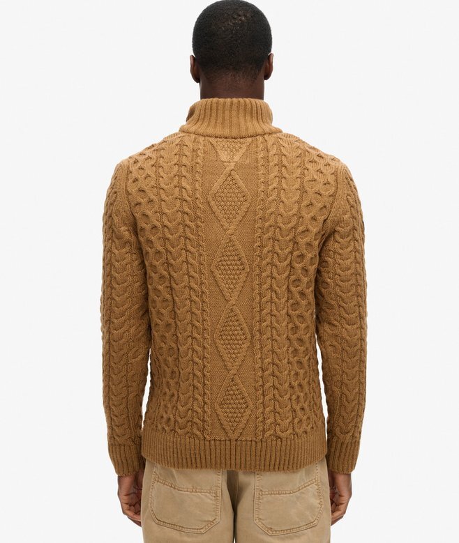 Vintage Jacob Half-Zip-Pullover mit Zopfmuster Vintage Jacob Half-Zip-Pullover mit Zopfmuster