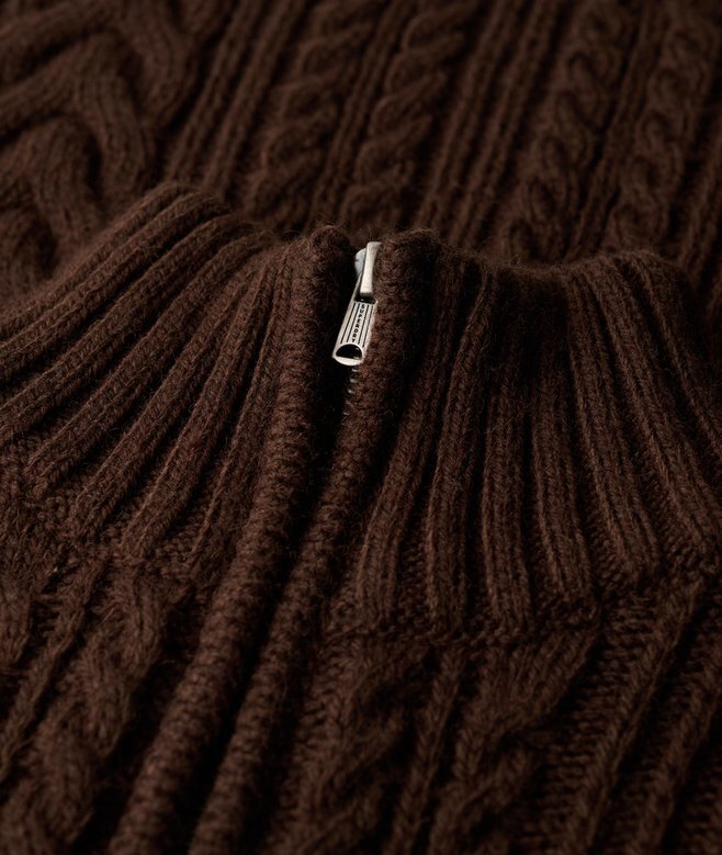 Vintage Jacob Half-Zip-Pullover mit Zopfmuster Vintage Jacob Half-Zip-Pullover mit Zopfmuster