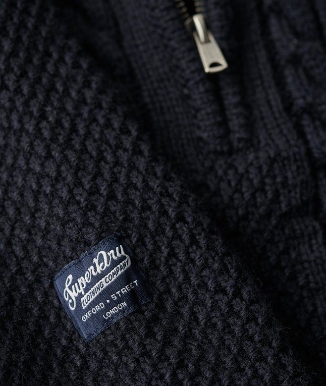 Vintage Jacob Half-Zip-Pullover mit Zopfmuster Vintage Jacob Half-Zip-Pullover mit Zopfmuster