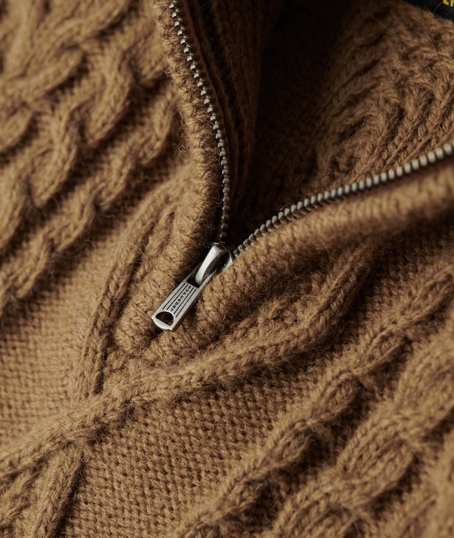 Vintage Jacob Half-Zip-Pullover mit Zopfmuster Vintage Jacob Half-Zip-Pullover mit Zopfmuster