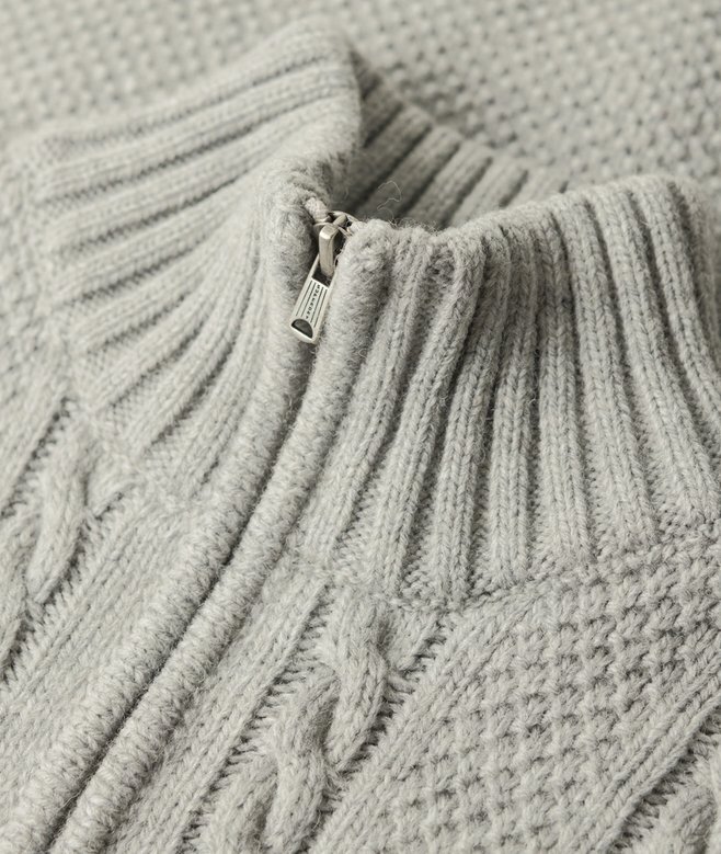 Vintage Jacob Half-Zip-Pullover mit Zopfmuster Vintage Jacob Half-Zip-Pullover mit Zopfmuster